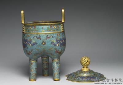 图片[3]-Copper ding-shaped incense burner in cloisonne enamels, Qing dynasty (1644-1911)-China Archive